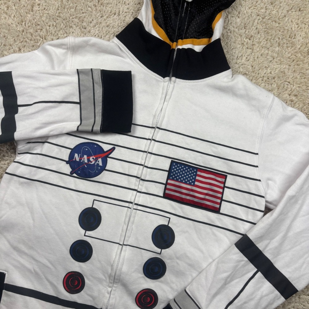 Buzz Aldrin NASA Astronaut Hoodie Kids XL White Full Zip Space Suit Costume